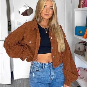Corduroy Button-Down Cropped Jacket